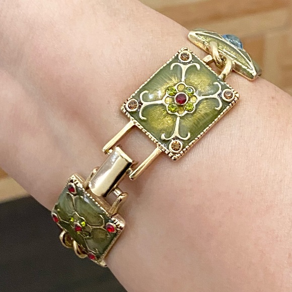 Vintage LIZ CLAIBORNE Enameled Link Bracelet - Picture 3 of 12